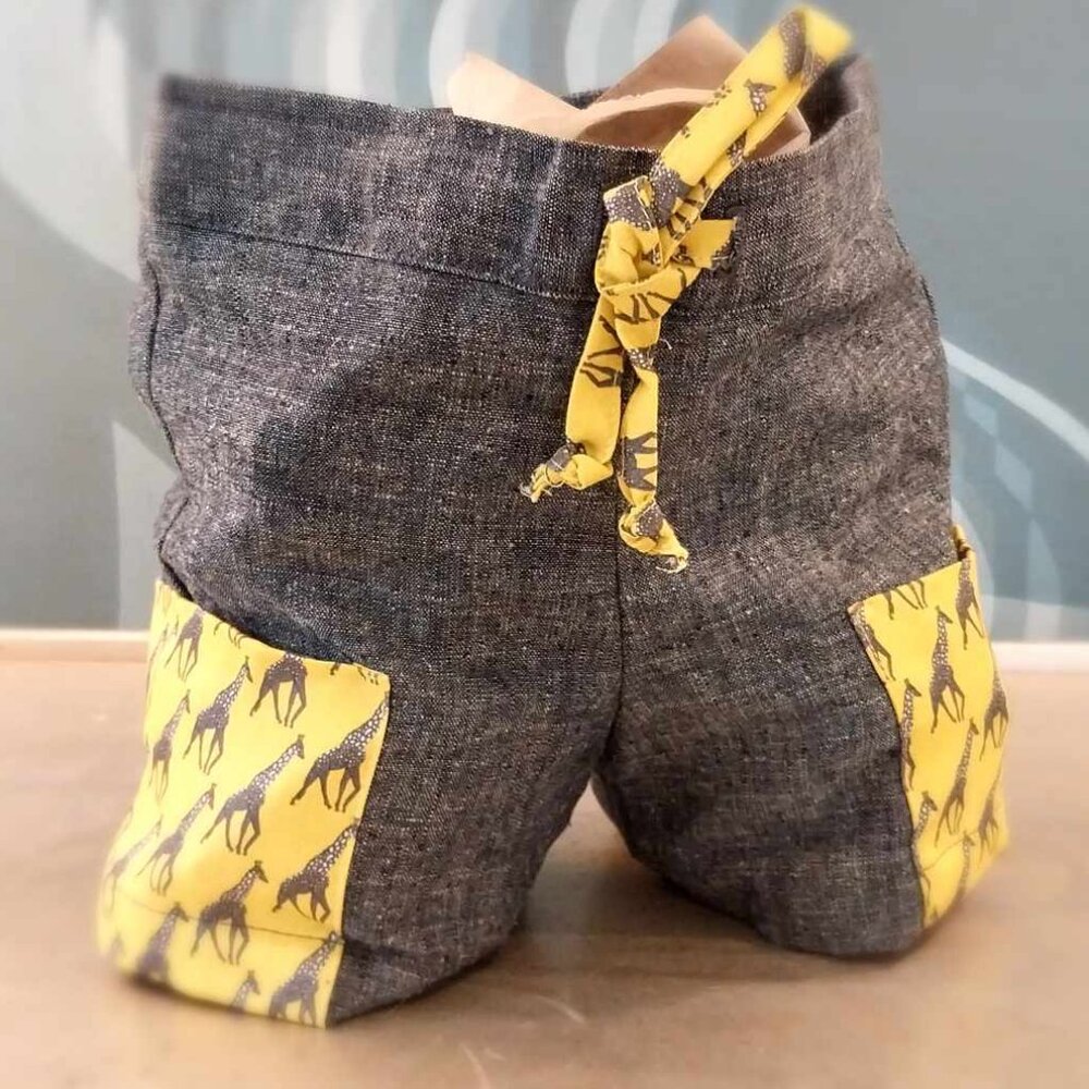 Little Esop Denim & Yellow Giraffe Shorts 100% Organic Cotton